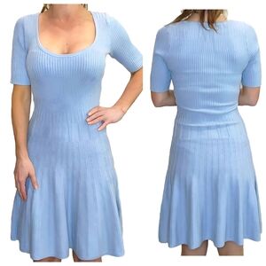 NWT GUESS SMART Collection Ribbed Knit Light Blue Dress Size Small